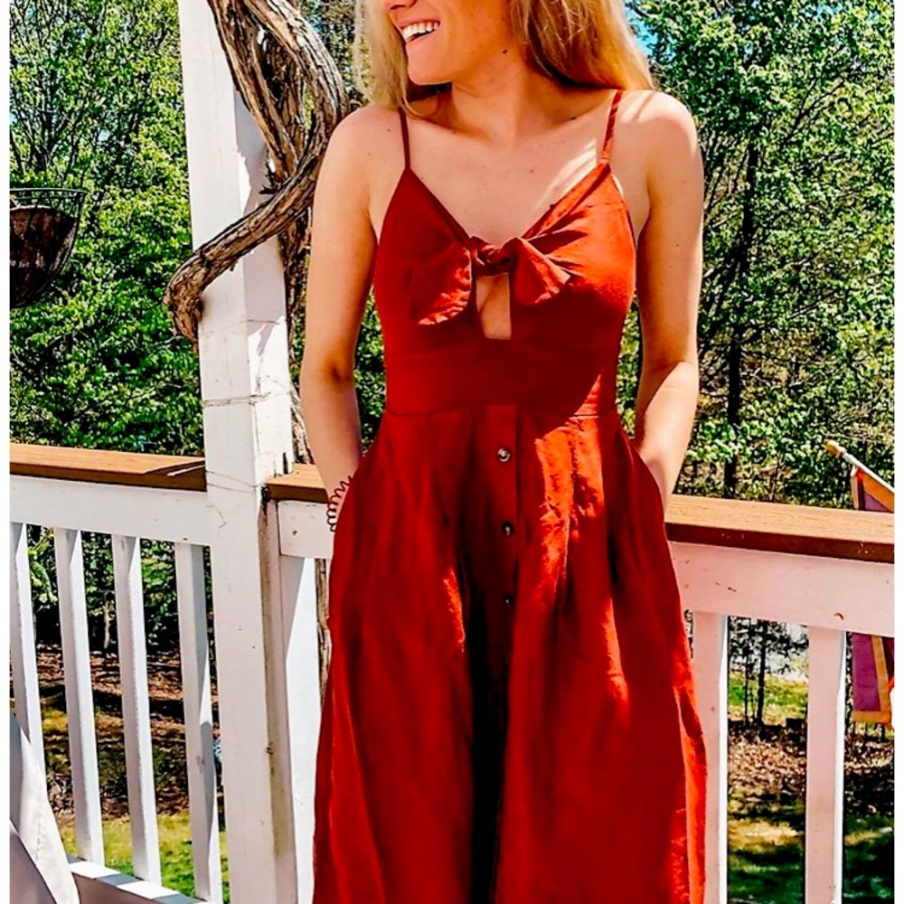 Express Linen blend button front dress